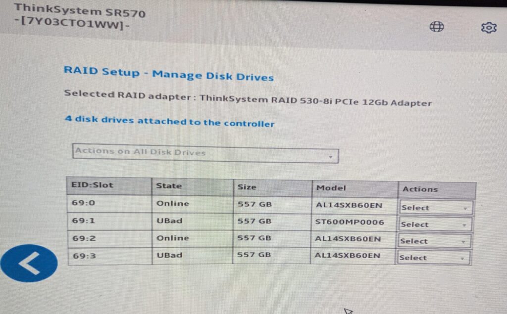 530-8i PCIe 12Gb RAID controller with Drives