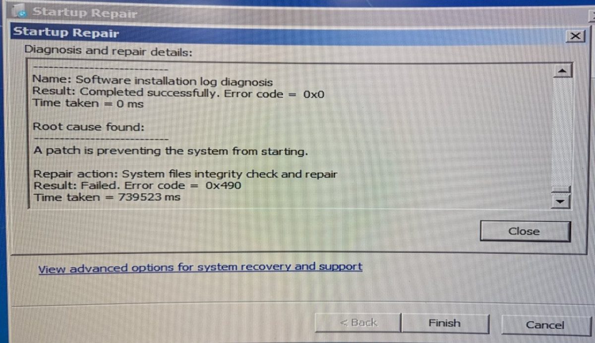 Error code 0x490